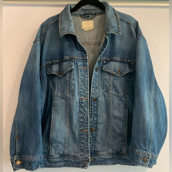 Excellent Condition, Kate Spade Oversized Denim Studded Jean Jacket, Size Large - Picture 4 of 16